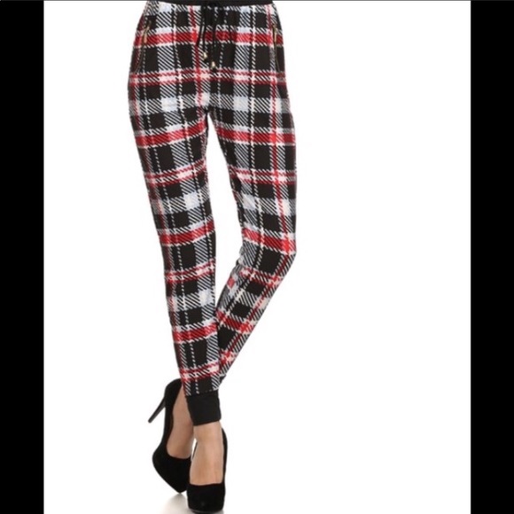 Plaid Jogger Pants - Picture 1 of 3